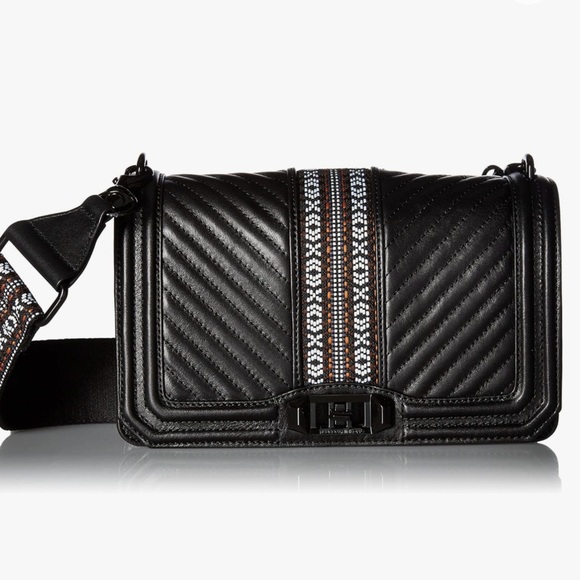 🖤 REBECCA MINKOFF JACQUARD LOVE LEATHER BAG! - Picture 2 of 16